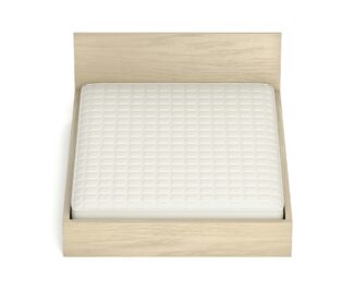 Wooden bed with memory foam mattress